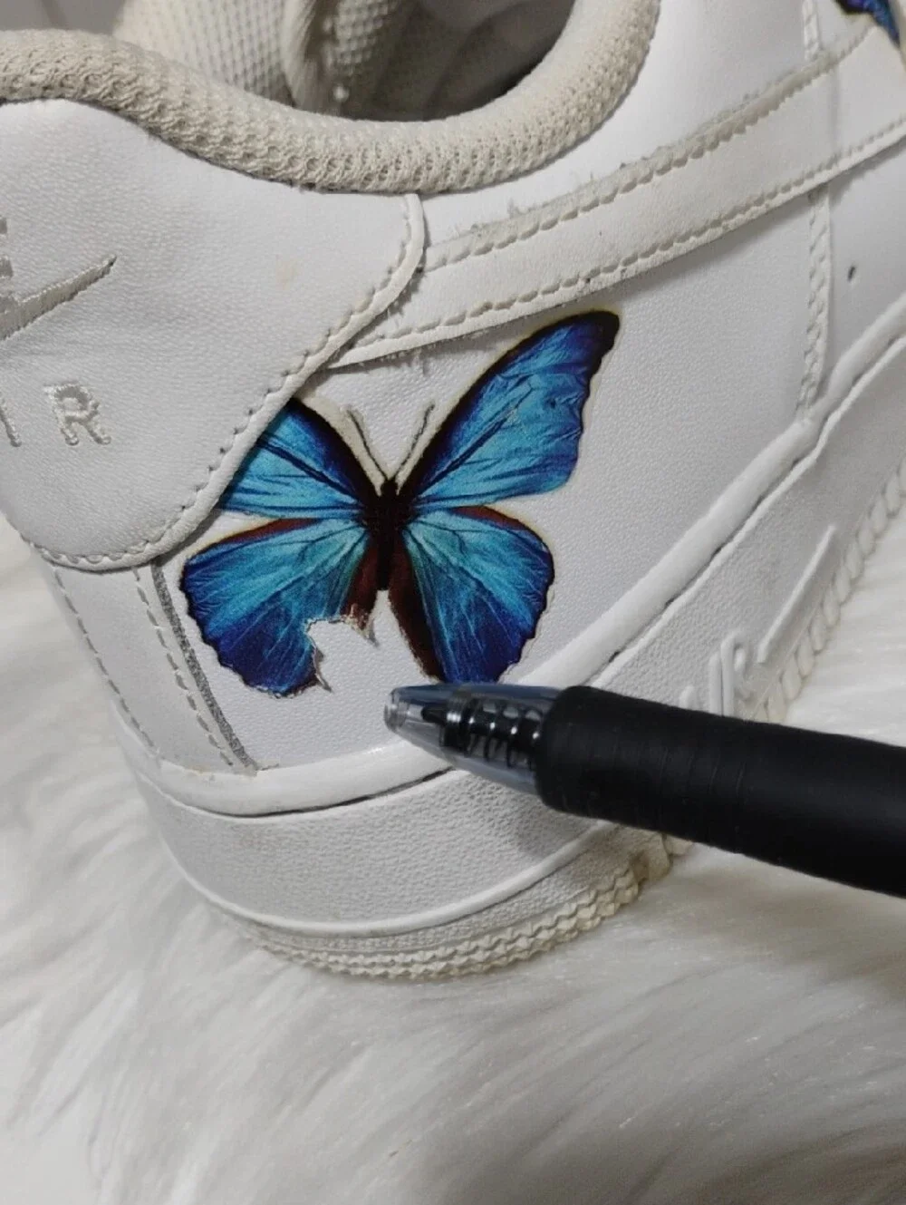 (C-64) Nike Air Force 1 Blue Butterfly Custom Design Sneakers - Picture 9 of 13